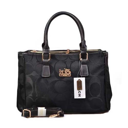 Coach In Signature Medium Black Satchels DOI - Click Image to Close